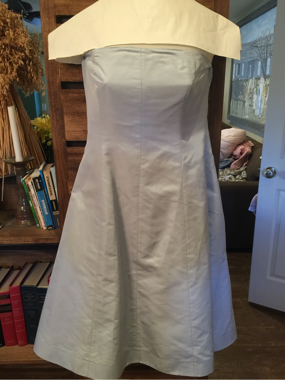 J. Crew Wedding: Strapless A-Line Silk Dress in Light Blue sz 8